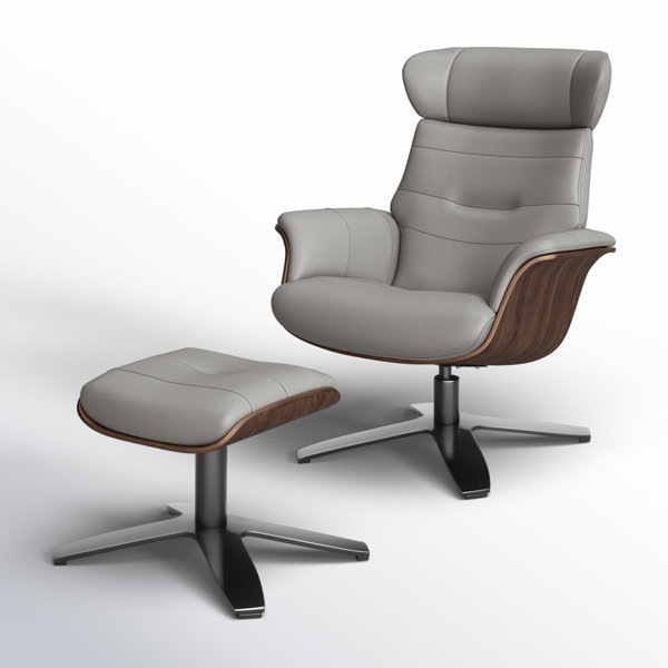 Dillon Genuine Leather Swivel Recliner with Ottoman Reviews AllModern